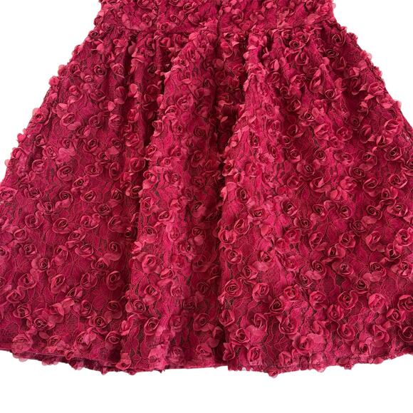 Lulus Elegant Delight Wine Red 3D Floral Lace Puff Sleeve Mini Dress Size Medium - Picture 8 of 9